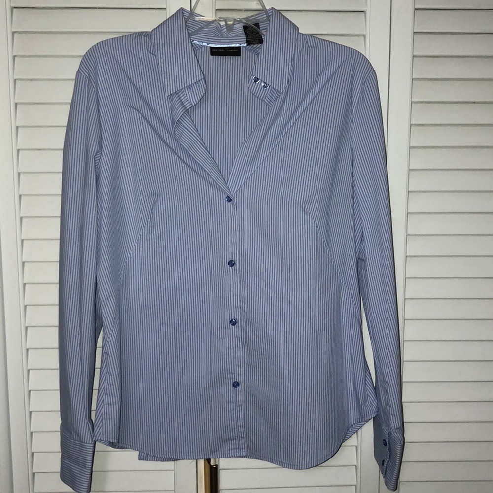 Blue & White Blouse Size: Large
